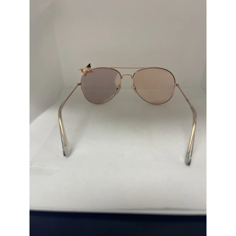 Aviator Sunglasses Gold Frame Smoke Pink Lenses W Bow‎ D10